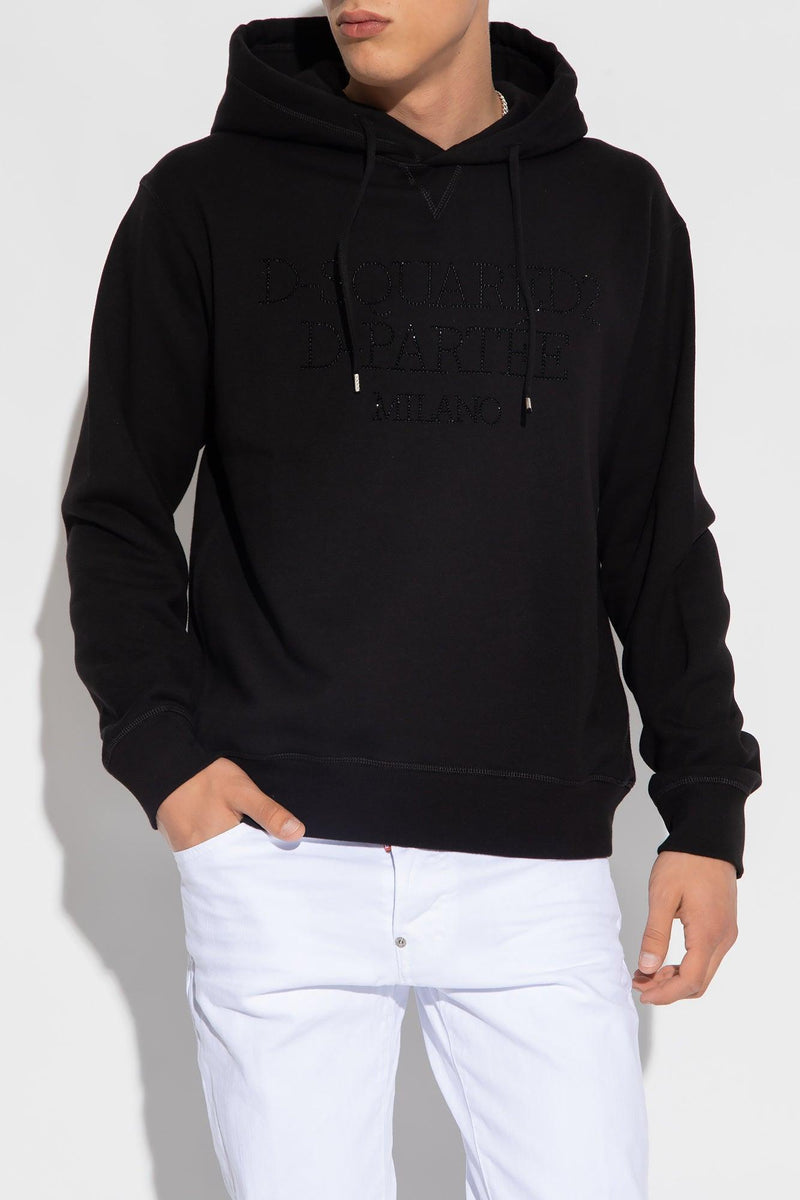 Dsquared2 Black Branded Hoodie - Men - Piano Luigi