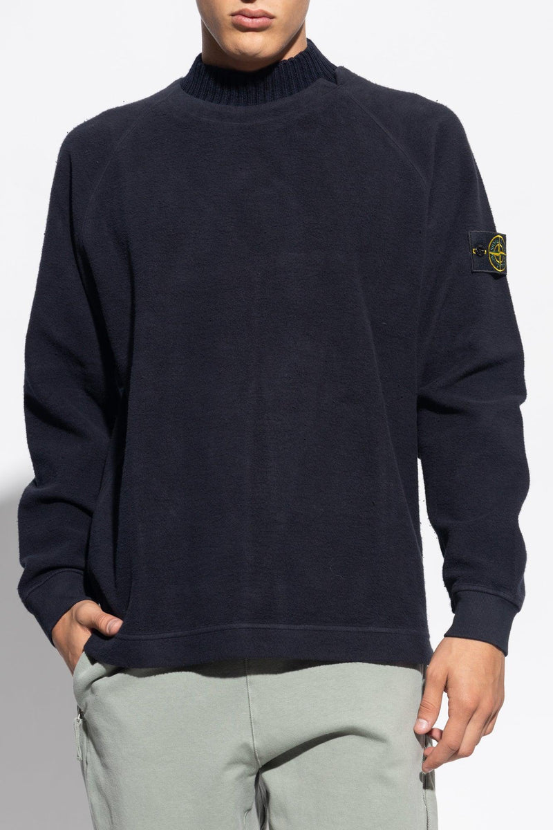 Stone Island Navy Blue Fleece Sweatshirt - Men - Piano Luigi