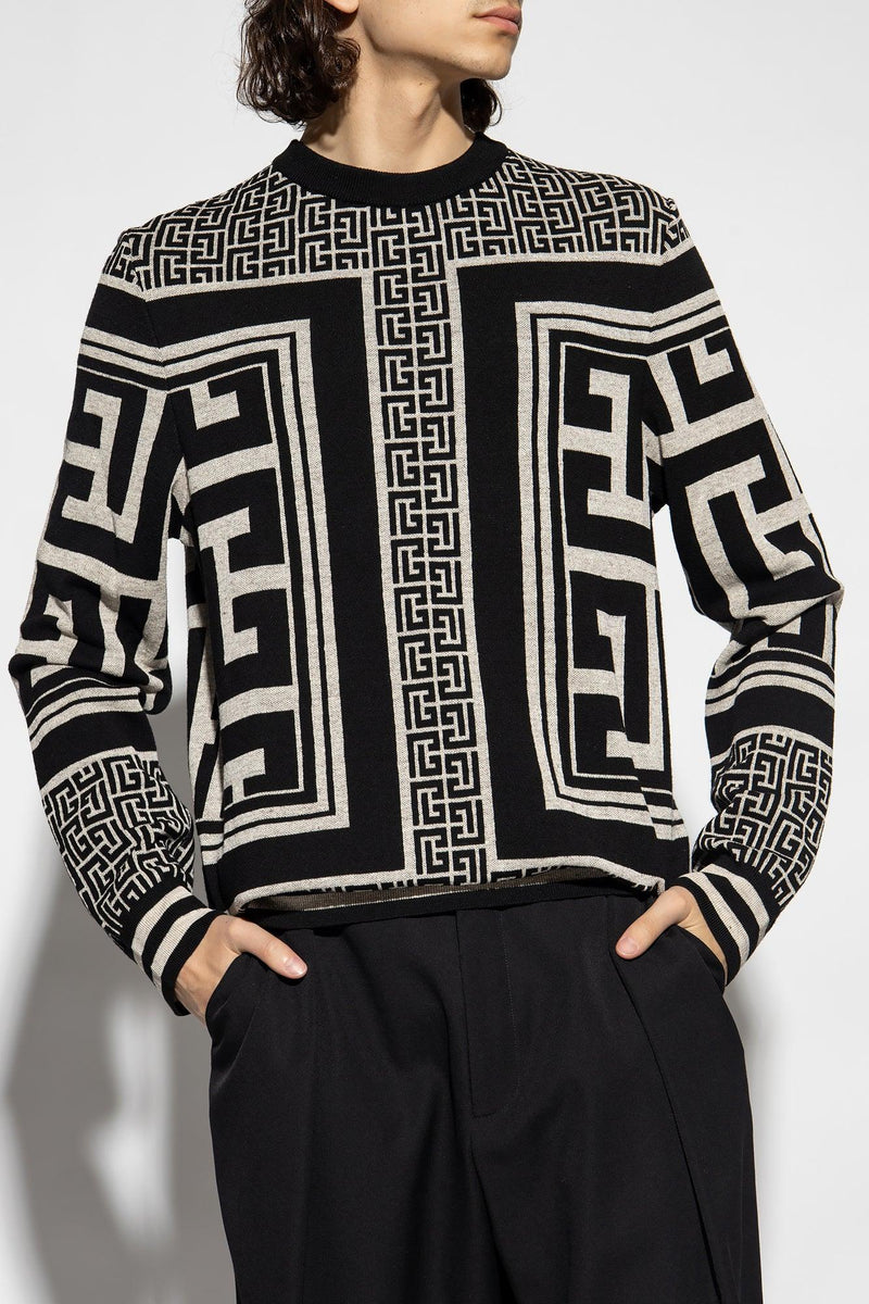 Balmain Black Sweater With Monogram - Men - Piano Luigi