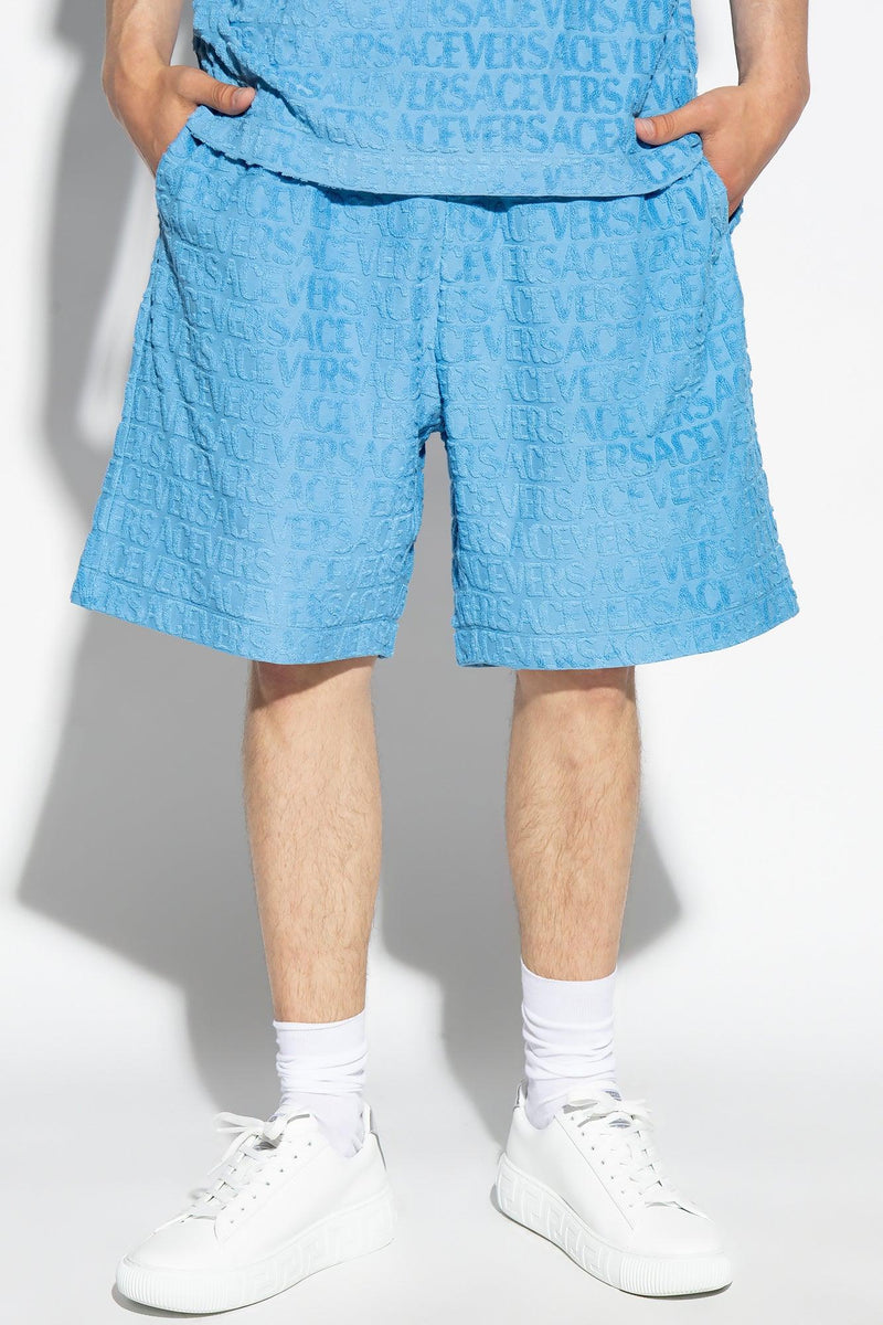 Versace Blue Cotton Shorts - Men - Piano Luigi