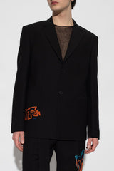 Off-White Black Blazer With Logo - Men - Piano Luigi