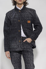 Versace Grey Denim Jacket With Logo - Men - Piano Luigi