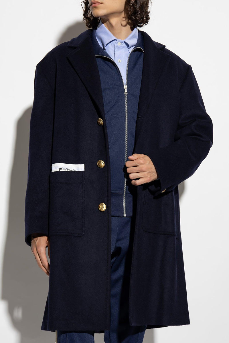 Palm Angels Navy Blue Single-Breasted Coat - Men - Piano Luigi