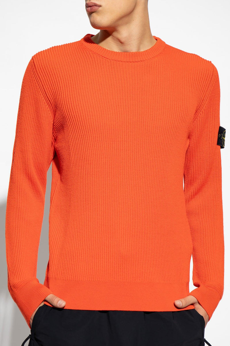 Stone Island Orange Ribbed Sweater - Men - Piano Luigi