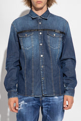 Dsquared2 Blue Denim Shirt With Logo - Men - Piano Luigi