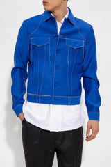 Off-White Blue Jacket With Contrasting Stitching - Men - Piano Luigi