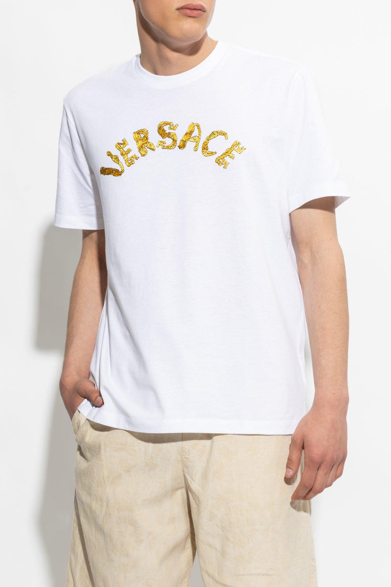 Versace White T-Shirt With Logo - Men - Piano Luigi