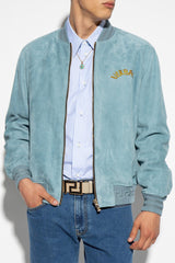 Versace Light Blue Suede Bomber Jacket - Men - Piano Luigi