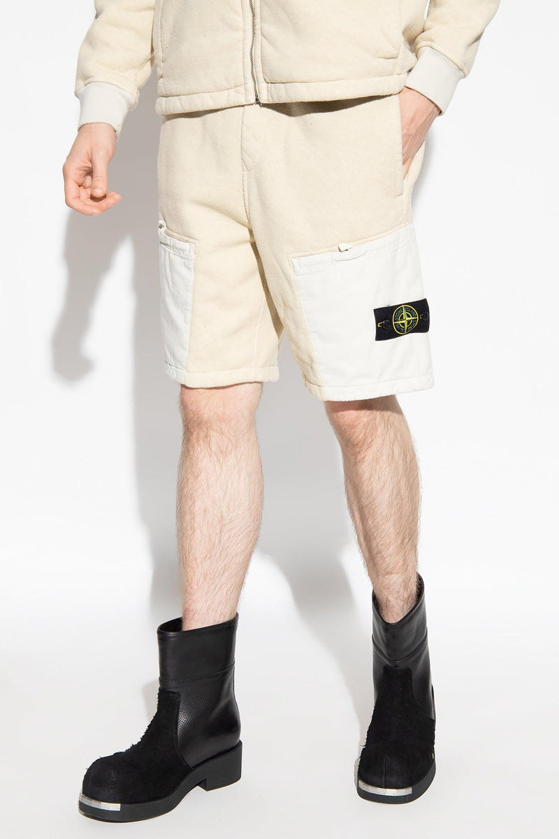 Stone Island Beige Shorts With Logo - Men - Piano Luigi