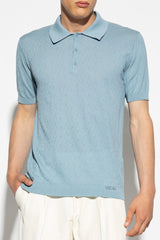 Versace Light Blue La Greca Polo Shirt - Men - Piano Luigi