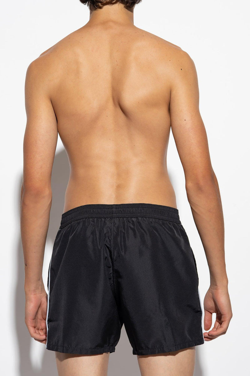 Balmain Black Swimming Shorts With Logo - Men - Piano Luigi