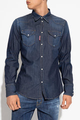 Dsquared2 Navy Blue Denim Shirt - Men - Piano Luigi