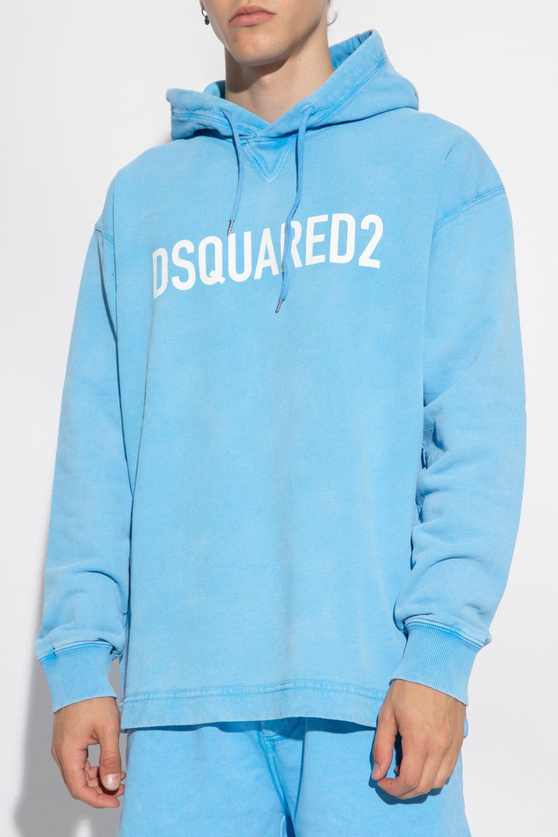 Dsquared2 Blue Hoodie With Logo - Men - Piano Luigi