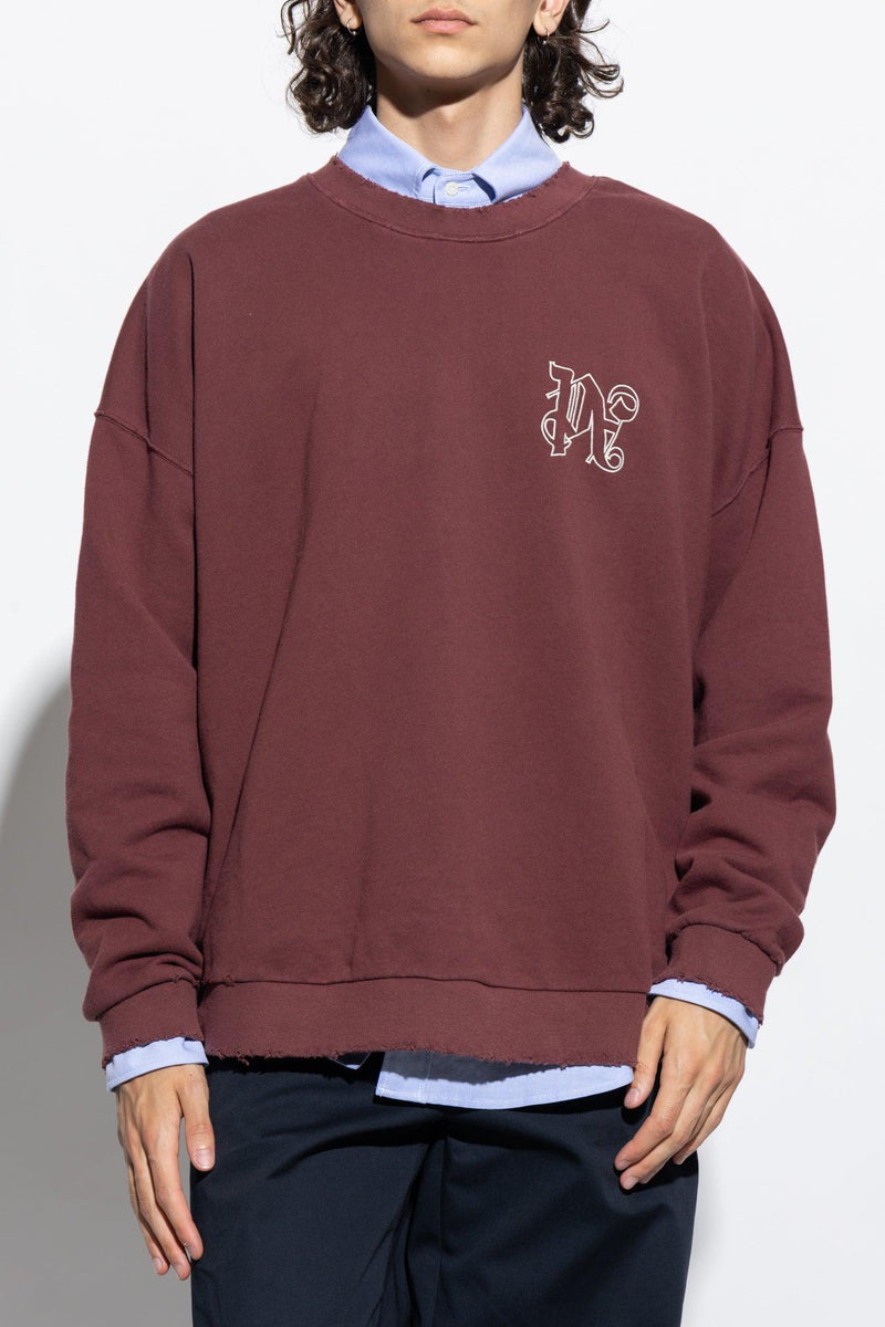 Palm Angels Burgundy Sweatshirt With Logo - Men - Piano Luigi