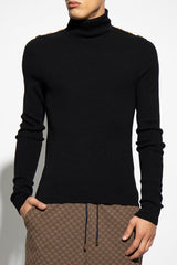 Balmain Black Turtleneck Sweater With Applications - Men - Piano Luigi