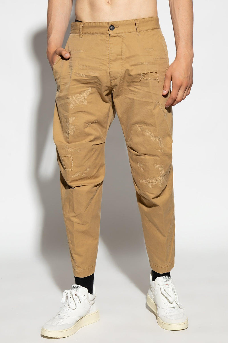 Dsquared2 Brown Cotton Trousers - Men - Piano Luigi