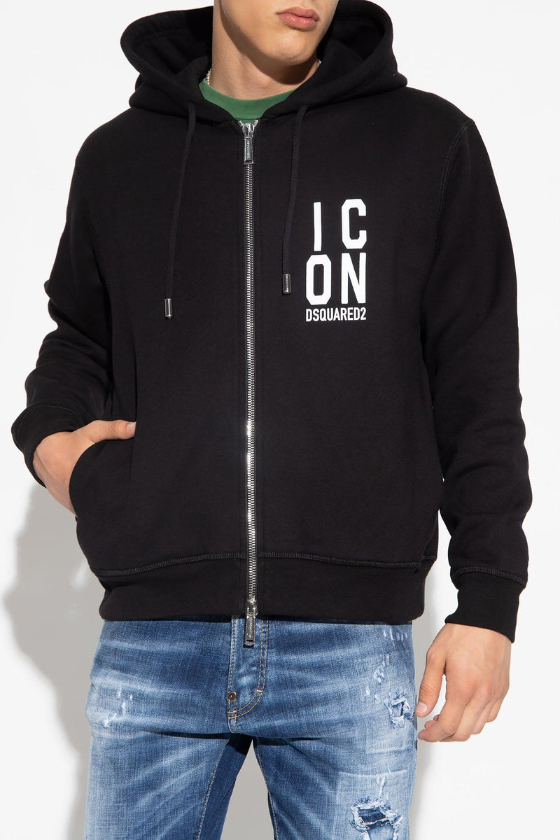 Dsquared2 Black Zip-Up Hoodie - Men - Piano Luigi