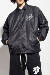 Palm Angels Black Jacket With Logo - Men - Piano Luigi