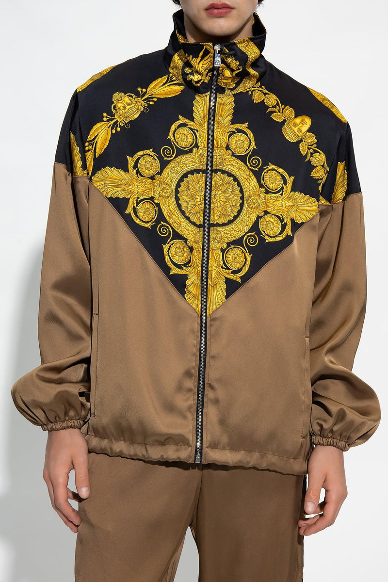 Versace Brown Jacket With Maschera Baroque Print - Men - Piano Luigi