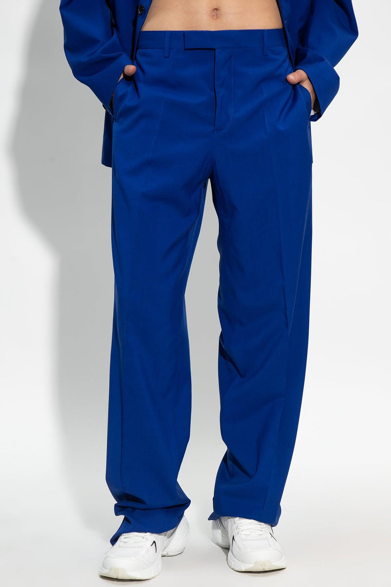 Versace Blue Pleat-Front Trousers - Men - Piano Luigi