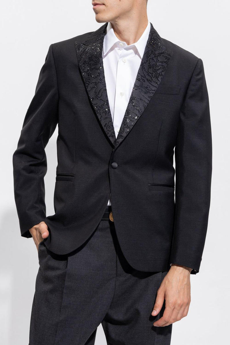 Versace Black Blazer With Decorative Collar - Men - Piano Luigi