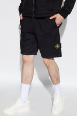 Stone Island Black Shorts With Logo - Men - Piano Luigi