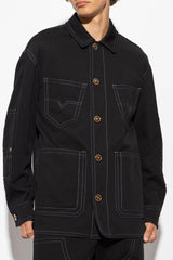 Versace Black Cotton Jacket With Contrast Stitching - Men - Piano Luigi