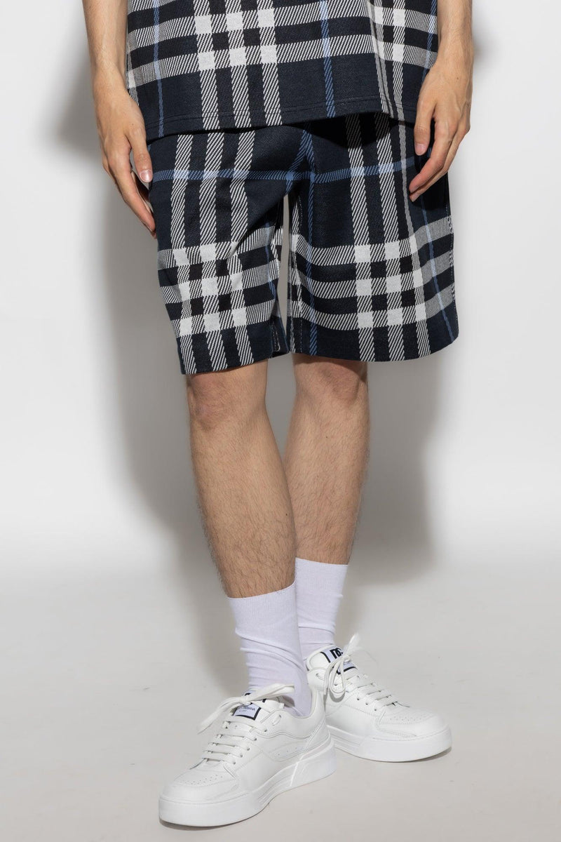 Burberry Navy Blue Checked Shorts - Men - Piano Luigi