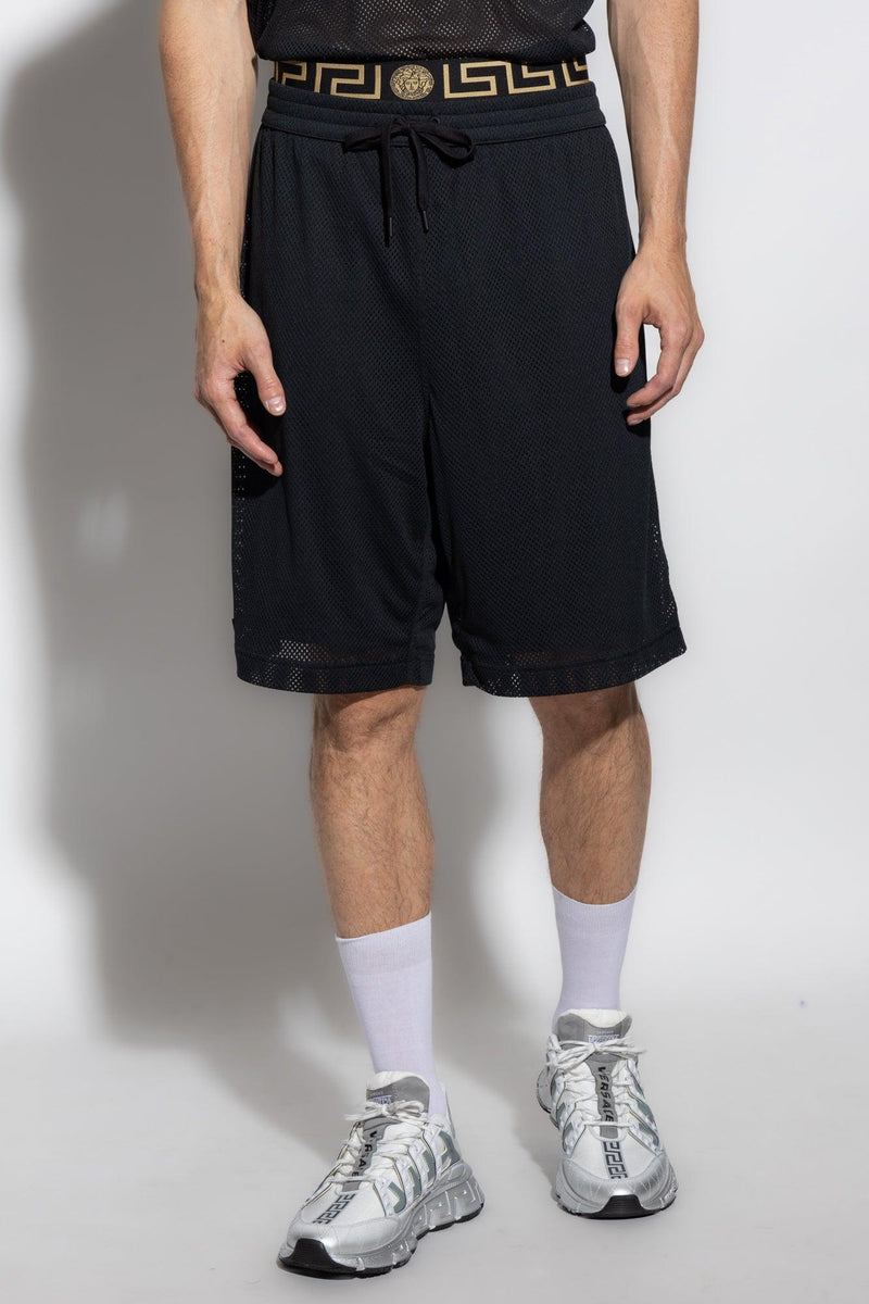 Versace Black Shorts With Greca Pattern - Men - Piano Luigi