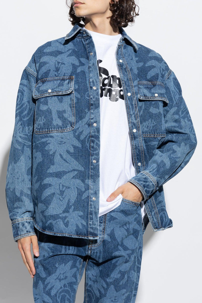 Palm Angels Blue Oversize Denim Shirt - Men - Piano Luigi