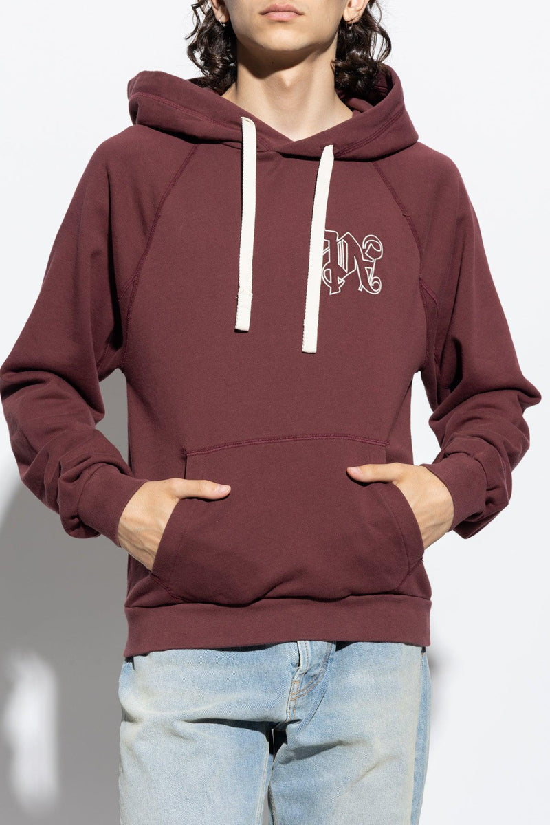 Palm Angels Burgundy Hoodie With Logo - Men - Piano Luigi