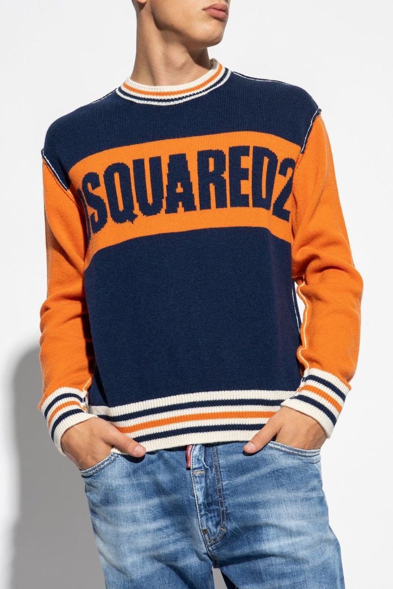 Dsquared2 Navy Blue Wool Sweater - Men - Piano Luigi