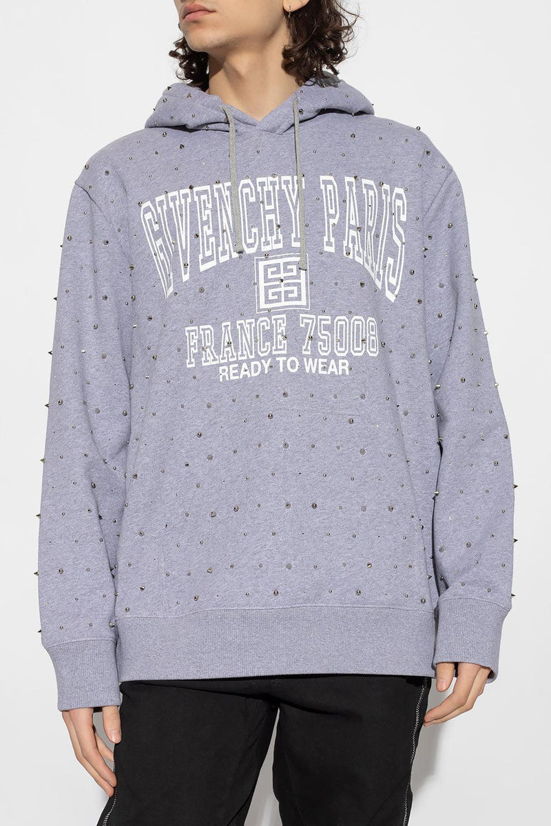 Givenchy Grey Embellished Hoodie - Men - Piano Luigi