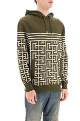 Balmain Monogram &amp; Stripe Knitted Hoodie - Men - Piano Luigi