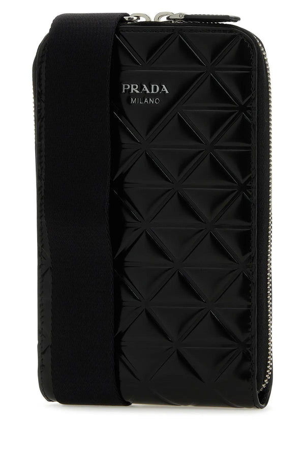 Prada Black Leather Phone Case - Men - Piano Luigi
