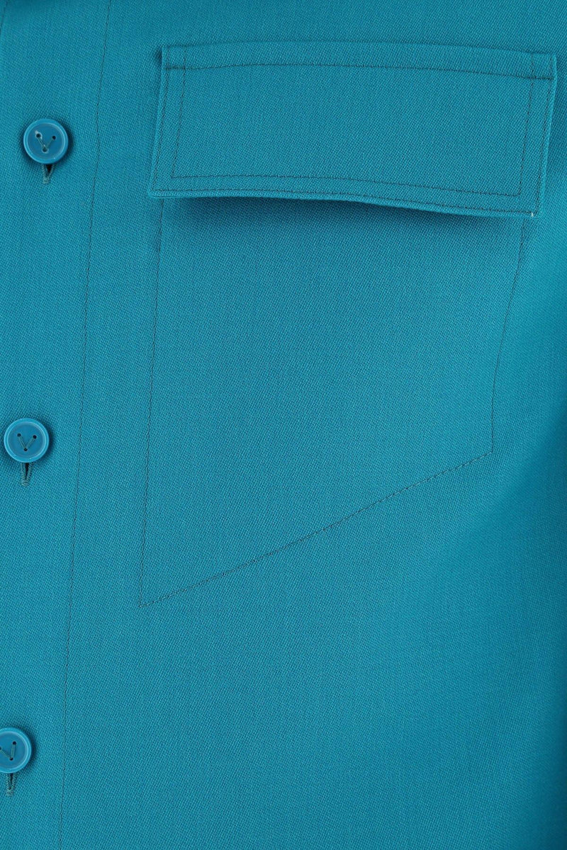 Bottega Veneta Teal Green Stretch Wool Shirt - Men - Piano Luigi