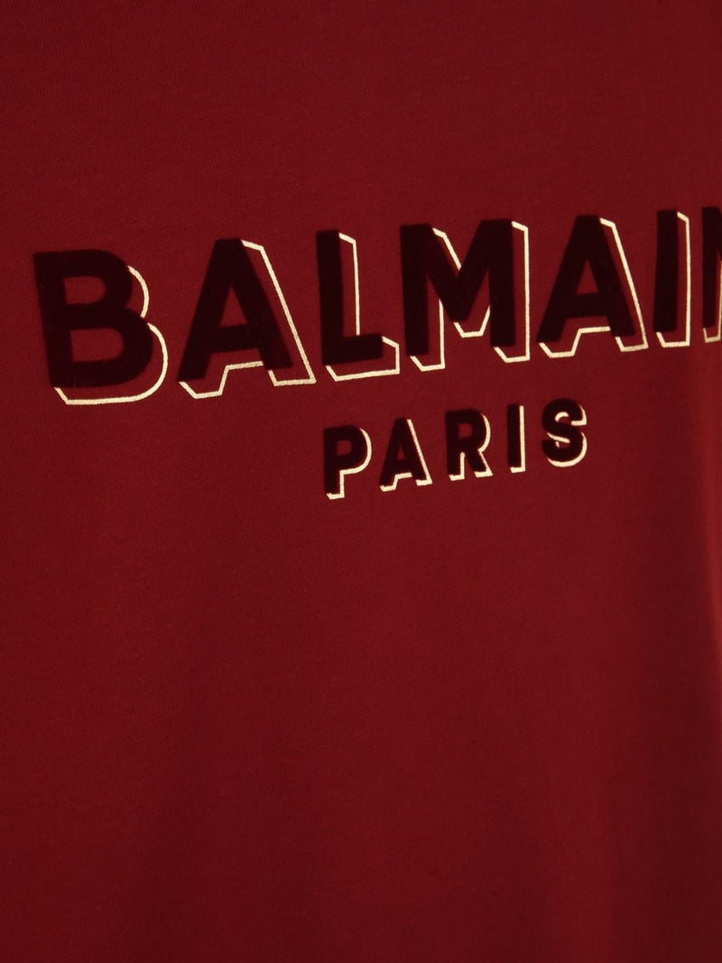 Balmain Men's Flock Foil Logo Bulky T-Shirt