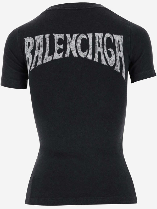 Balenciaga Stretch Cotton T-shirt With Graphic Print - Women - Piano Luigi