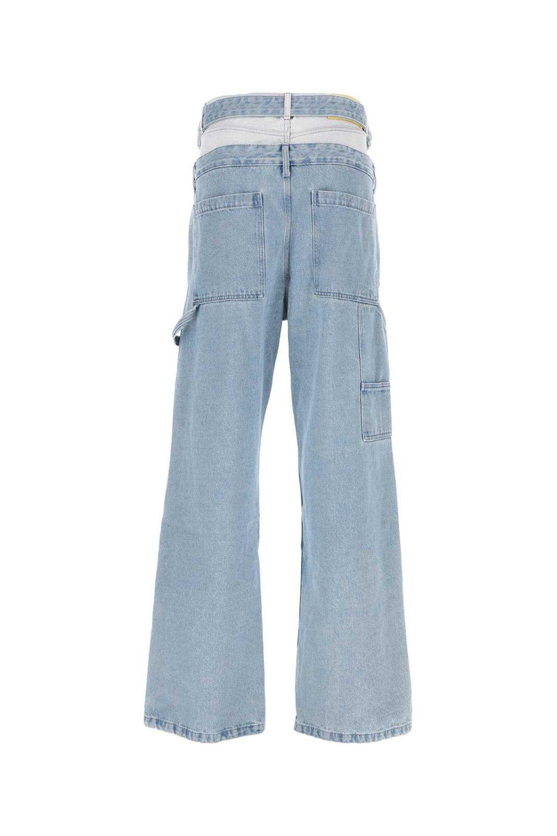 Off-White Logo Patch Belted Wide Leg Jeans - Men - Piano Luigi