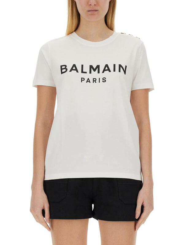 Balmain Logo Print T-shirt - Women - Piano Luigi