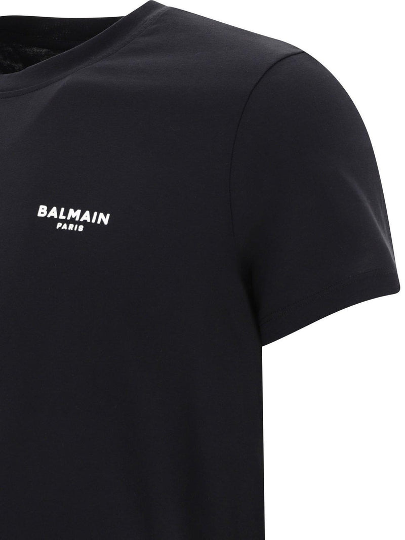 Balmain Logo Flocked Crewneck T-shirt - Men - Piano Luigi