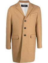 Dsquared2 Camel Brown Virgin Wool Blend Coat - Men - Piano Luigi