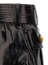 Balmain Belt-up Shiny Leather Skirt - Women - Piano Luigi