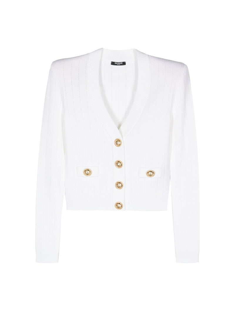 Balmain Buttoned Knit Crop Cardigan - Women - Piano Luigi