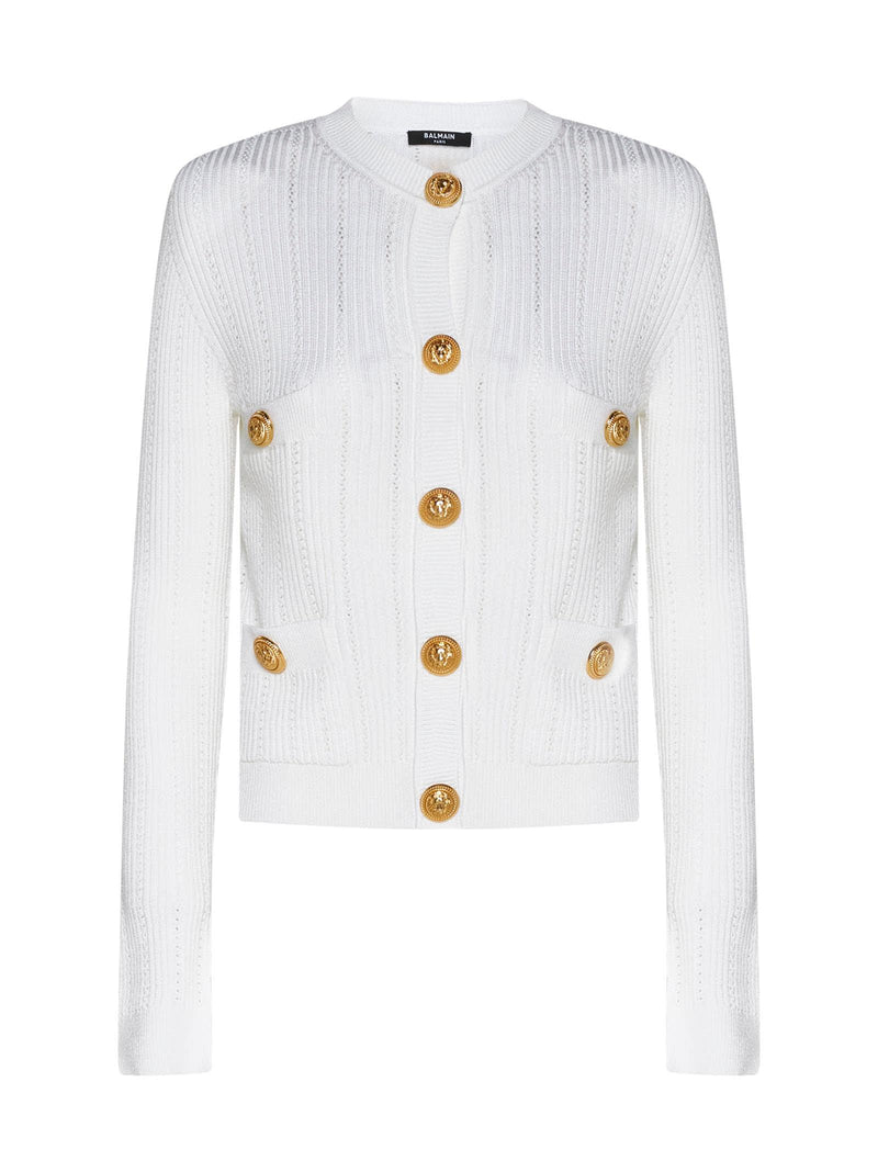 Balmain Knit Cardigan With Gold Buttons - Women - Piano Luigi