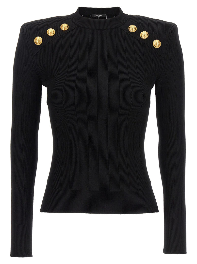 Balmain Logo Button Sweater - Women - Piano Luigi