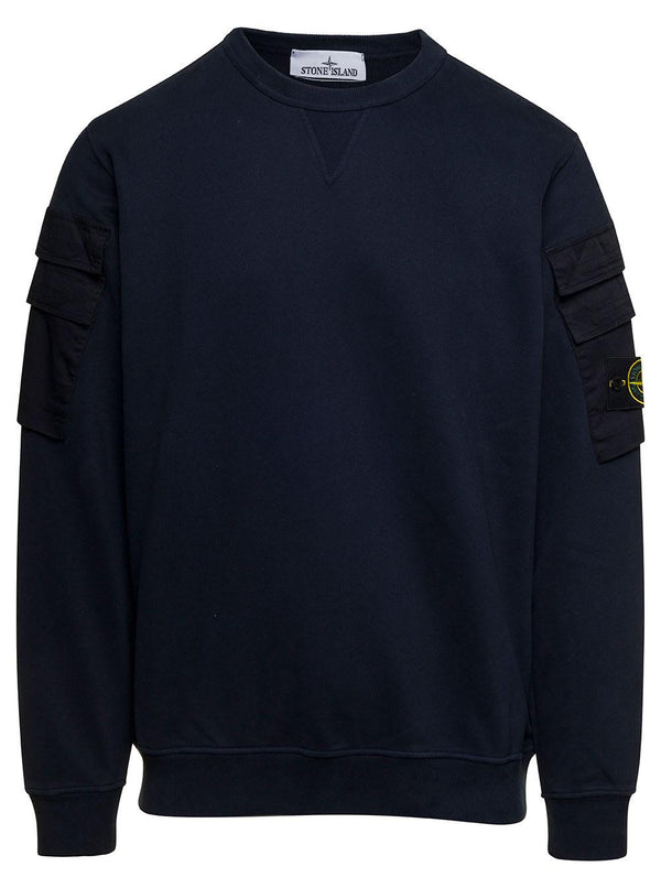 Stone Island Navy Blue Sweatshirt With Pockets - Men - Piano Luigi