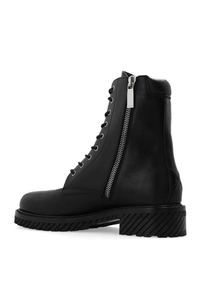 Off-White Engraved Logo Lace-up Boots - Men - Piano Luigi