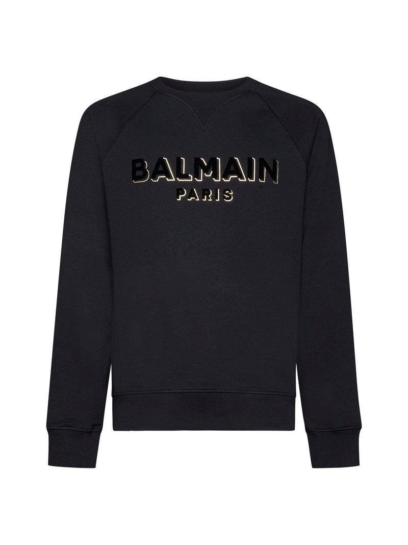 Balmain Flocked And Metallic Logo Sweatshirt - Men - Piano Luigi