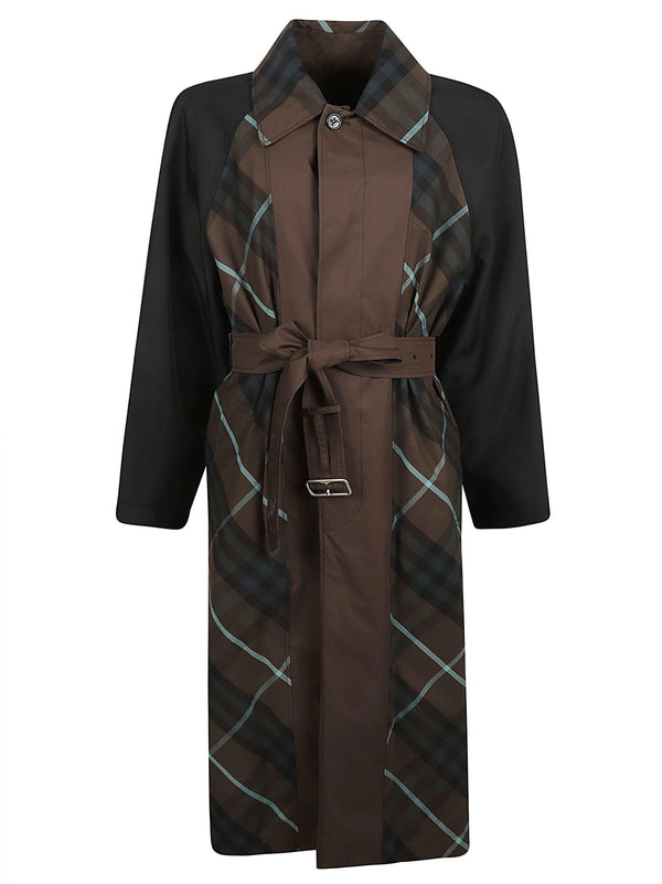 Burberry Check Belted Long Coat - Men - Piano Luigi